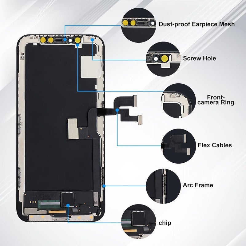 M.P. + for iPhone Xs Screen Replacement,[FHD][COF][Face ID] Touch Display Digitizer Assembly with Repair Tools Kit,Waterproof Tape - Image 3
